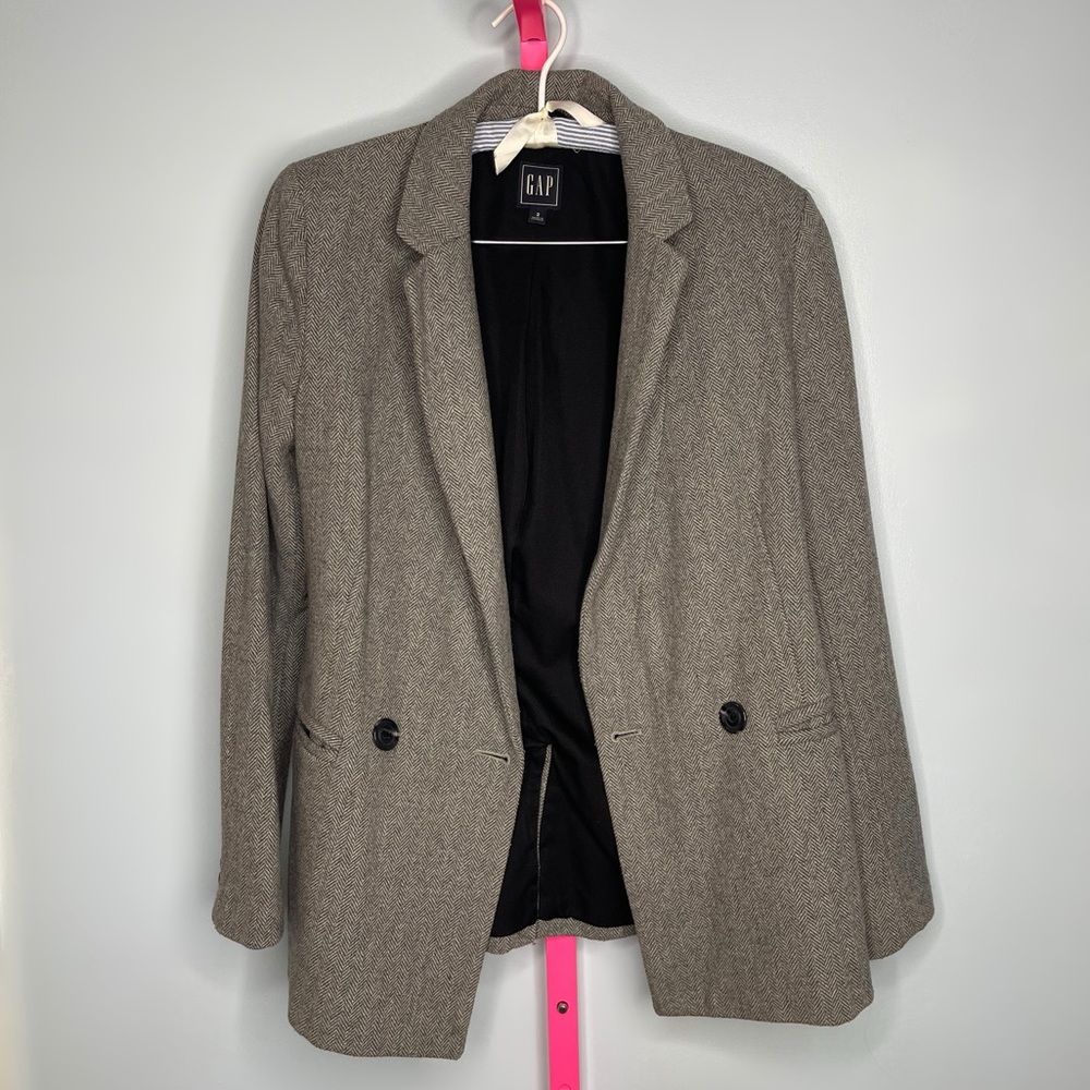 Gap Gray Wool Blend Herringbone Double Button Bla… - image 1